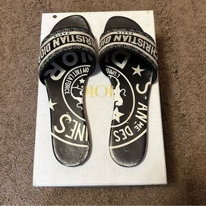Black Dior Dway slides Dior sandals Women’s Dior shoes